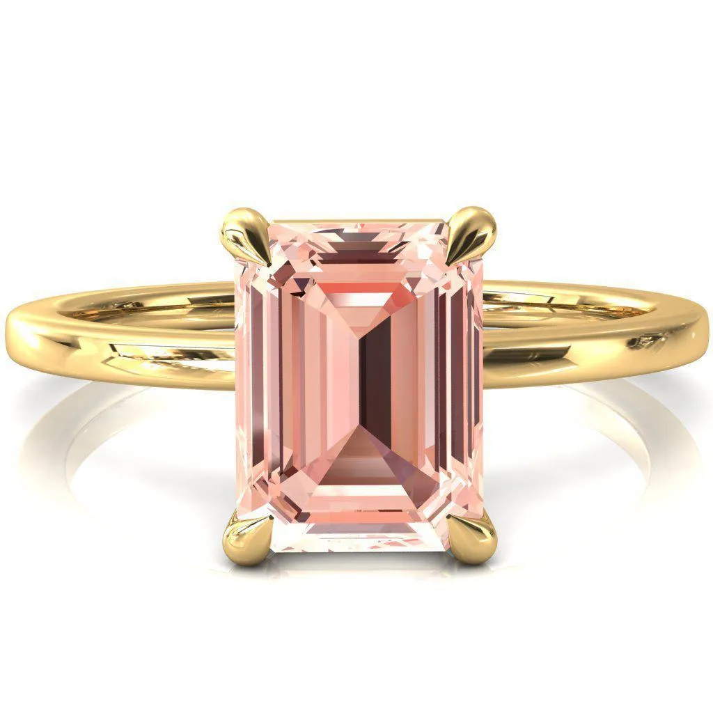 Lyla Emerald Champagne Sapphire 4 Claw Prong Single Rail Solitaire Ring