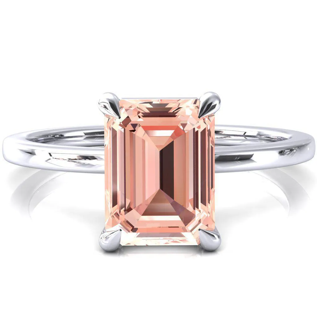 Lyla Emerald Champagne Sapphire 4 Claw Prong Single Rail Solitaire Ring