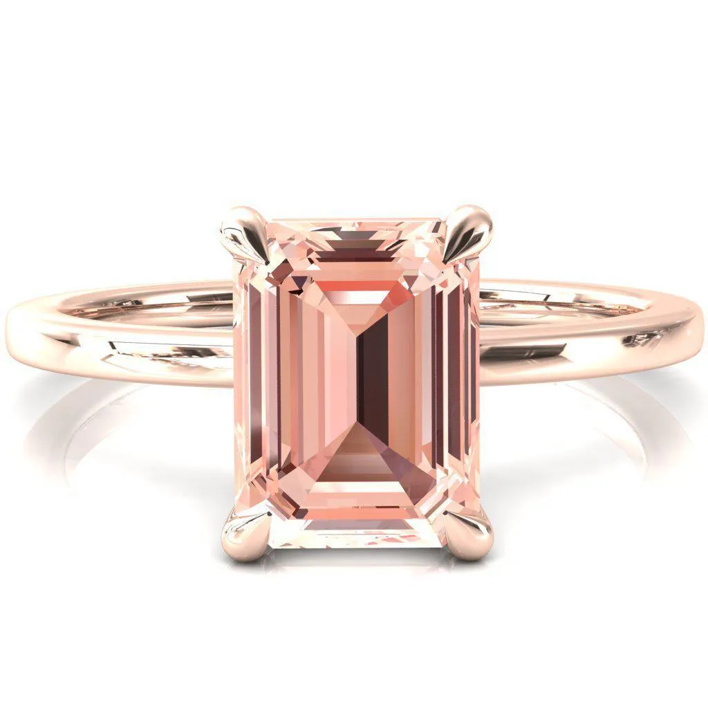 Lyla Emerald Champagne Sapphire 4 Claw Prong Single Rail Solitaire Ring