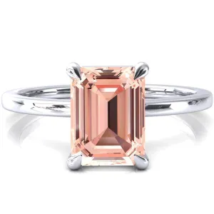 Lyla Emerald Champagne Sapphire 4 Claw Prong Single Rail Solitaire Ring
