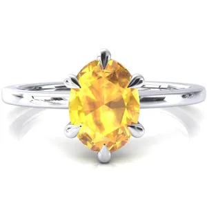 Lyla Oval Yellow Sapphire 6 Claw Prong Single Rail Solitaire Ring