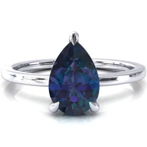 Lyla Pear Alexandrite 4 Claw Prong Single Rail Solitaire Ring