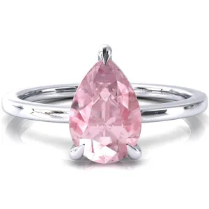 Lyla Pear Pink Sapphire 4 Claw Prong Single Rail Solitaire Ring
