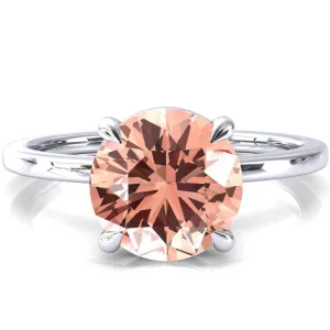 Lyla Round Champagne Sapphire 4 Claw Prong Single Rail Solitaire Ring