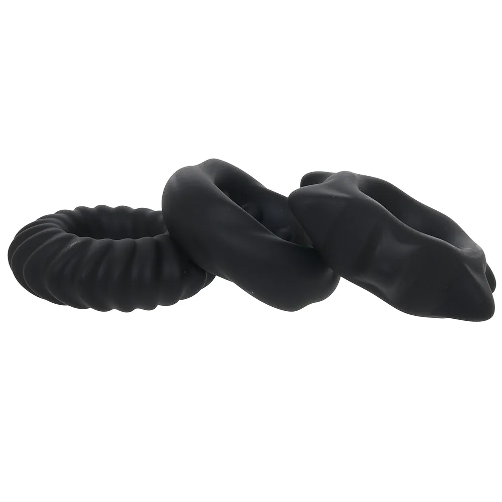 Manzo Liquid Silicone Ring Set in Black
