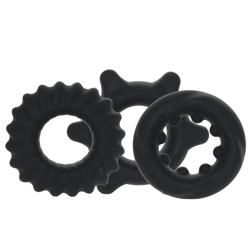 Manzo Liquid Silicone Ring Set in Black