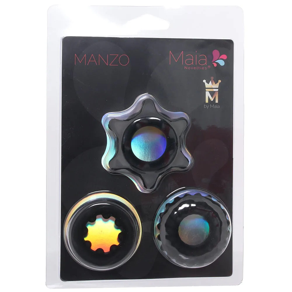 Manzo Liquid Silicone Ring Set in Black
