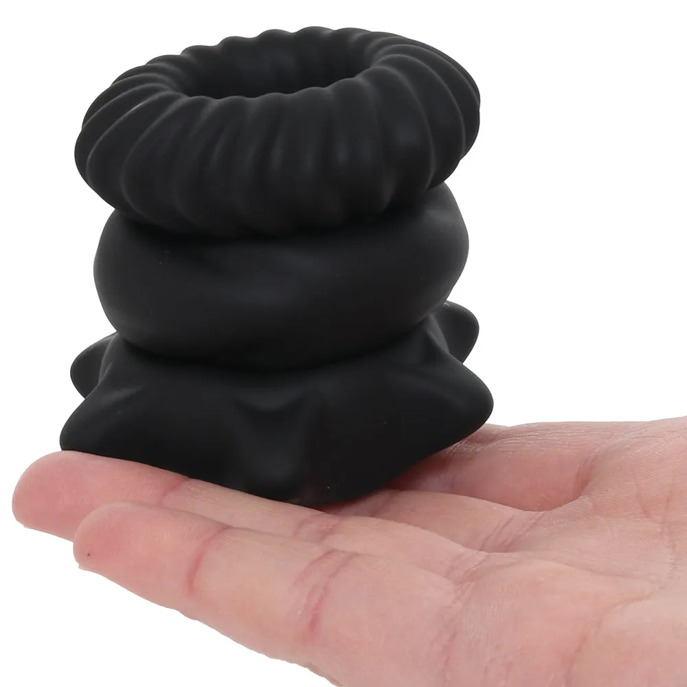 Manzo Liquid Silicone Ring Set in Black