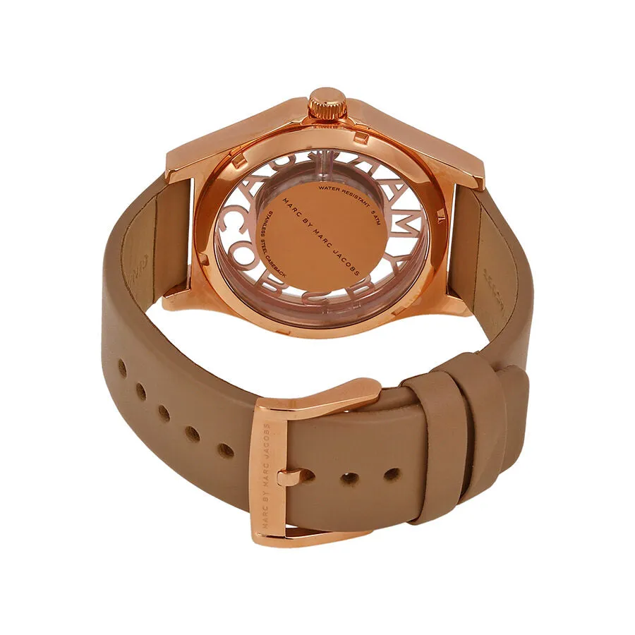 Marc by Marc Jacobs Henry Brown Cut-out Dial Rose Gold Ion-plated Ladies Watch MBM1245