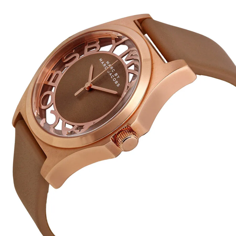 Marc by Marc Jacobs Henry Brown Cut-out Dial Rose Gold Ion-plated Ladies Watch MBM1245