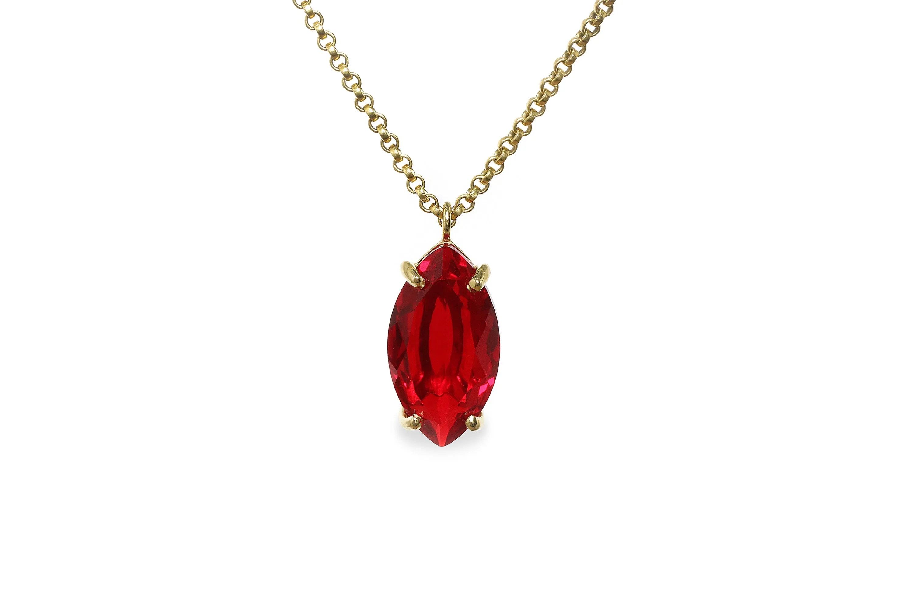 Marquise Ruby Gemstone Gold Filled Necklace