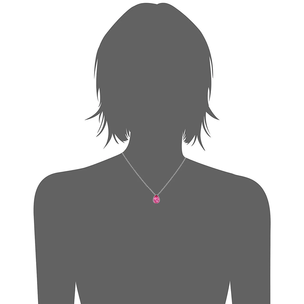 Mary Pendant Necklace with Pink Rose Drop Crystals from Swarovski Silver Toned Rhodium Plated