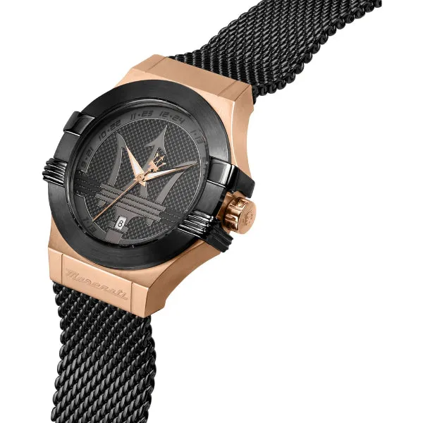 Maserati Potenza Black Mesh Braselet Black Dial Quartz Watch for Gents - R8853108010