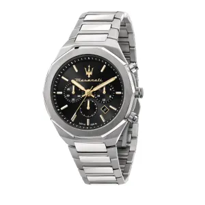 Maserati Stile Silver Stainless Steel Black Dial Quartz Watch for Gents - R8873642010