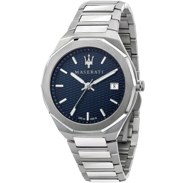 Maserati Stile Silver Stainless Steel Blue Dial Quartz Watch for Gents - R8853142006