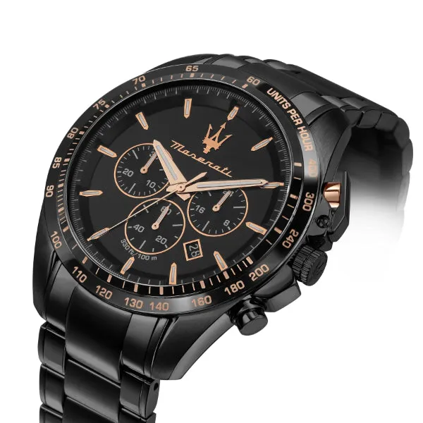 Maserati Traguardo Black Stainless Steel Black Dial Quartz Watch for Gents - R8873612048