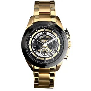 Maserati Traguardo Gold Stainless Steel Black Dial Quartz Watch for Gents - R8873612058
