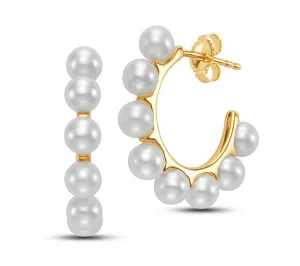 Mastoloni 14k Yellow Gold Hoop Pearl Earrings