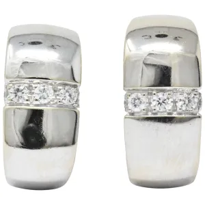 Mauboussin Paris 0.40 CTW Diamond 18 Karat White Gold Huggie Hoop Earrings