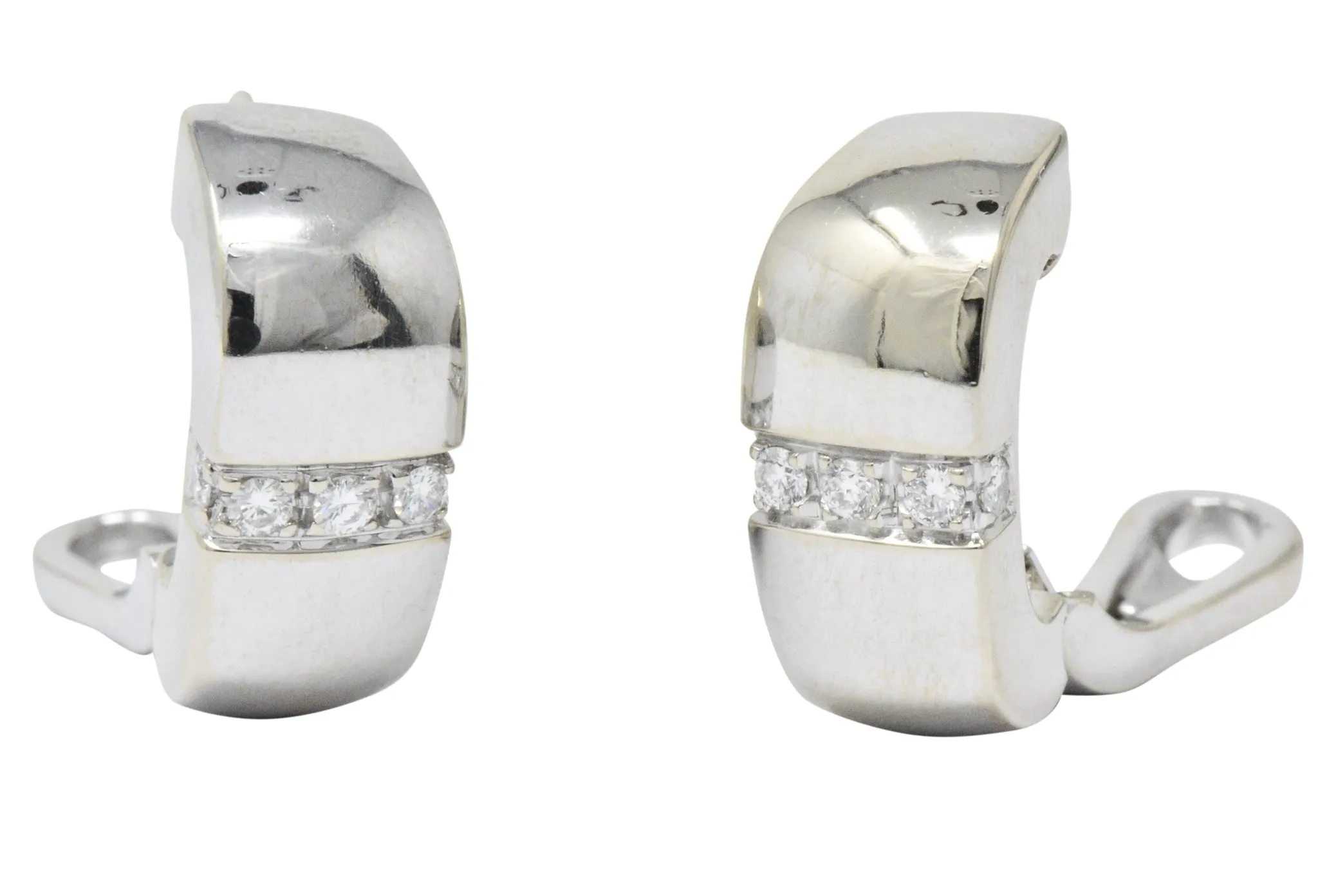Mauboussin Paris 0.40 CTW Diamond 18 Karat White Gold Huggie Hoop Earrings