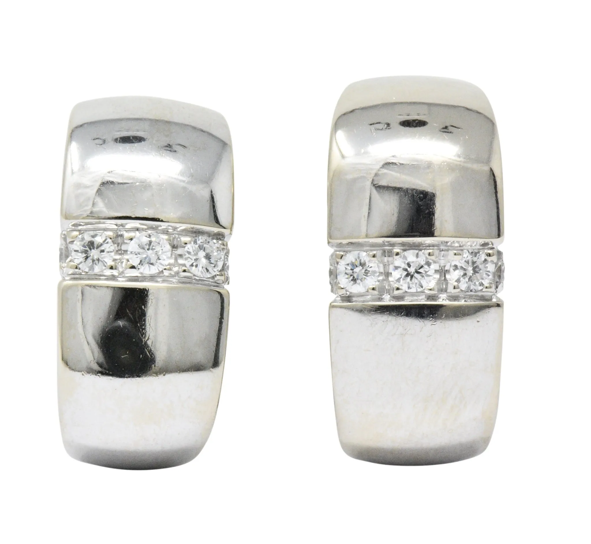 Mauboussin Paris 0.40 CTW Diamond 18 Karat White Gold Huggie Hoop Earrings