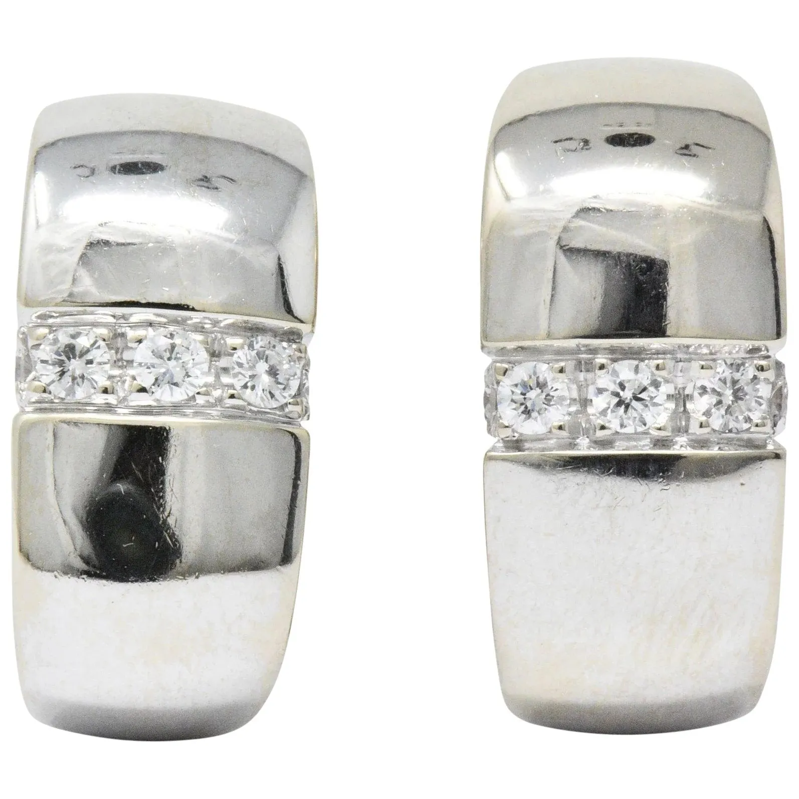 Mauboussin Paris 0.40 CTW Diamond 18 Karat White Gold Huggie Hoop Earrings