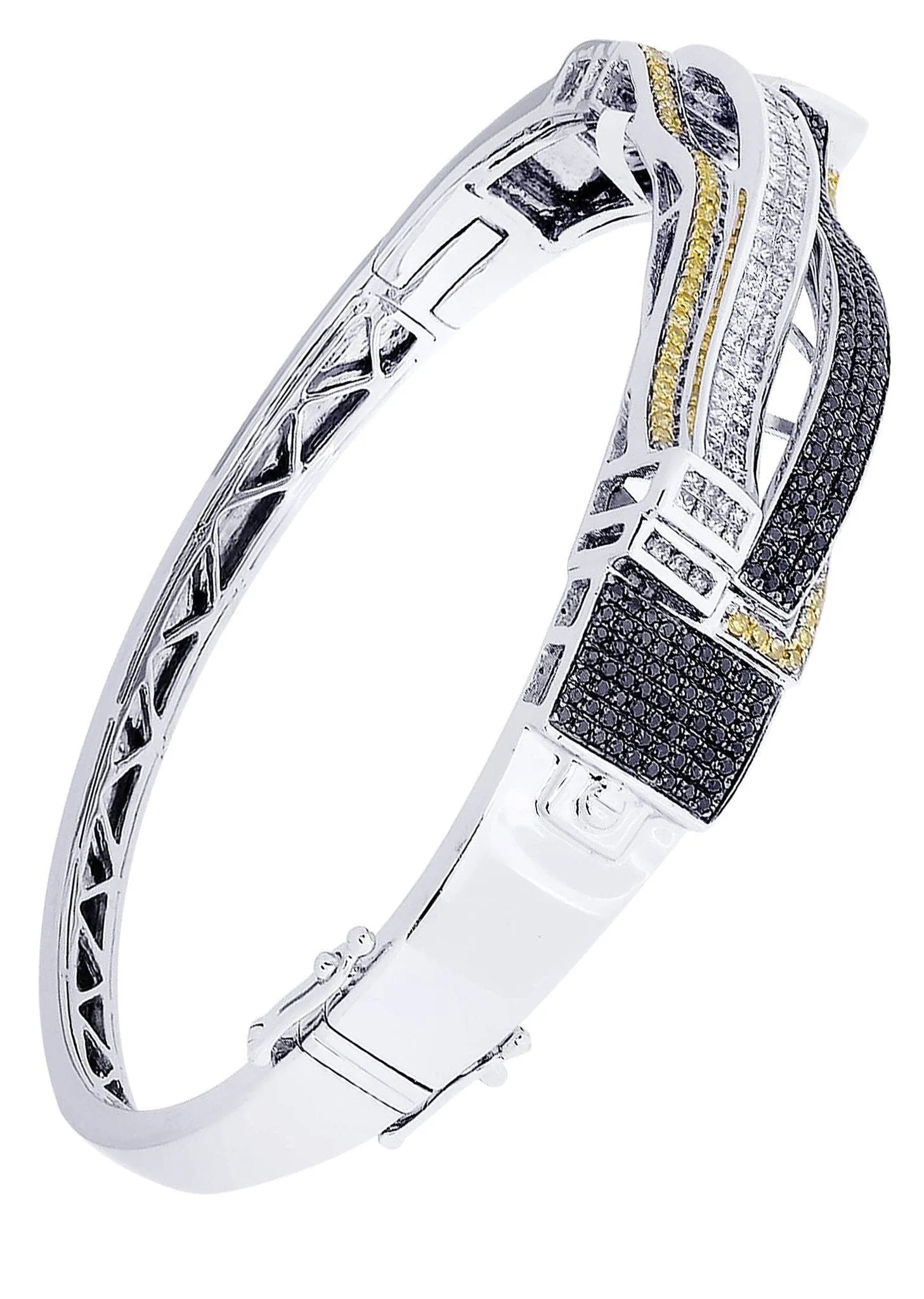 Mens Diamond Bangle White Gold| 2.97 Carats| 33.4 Grams