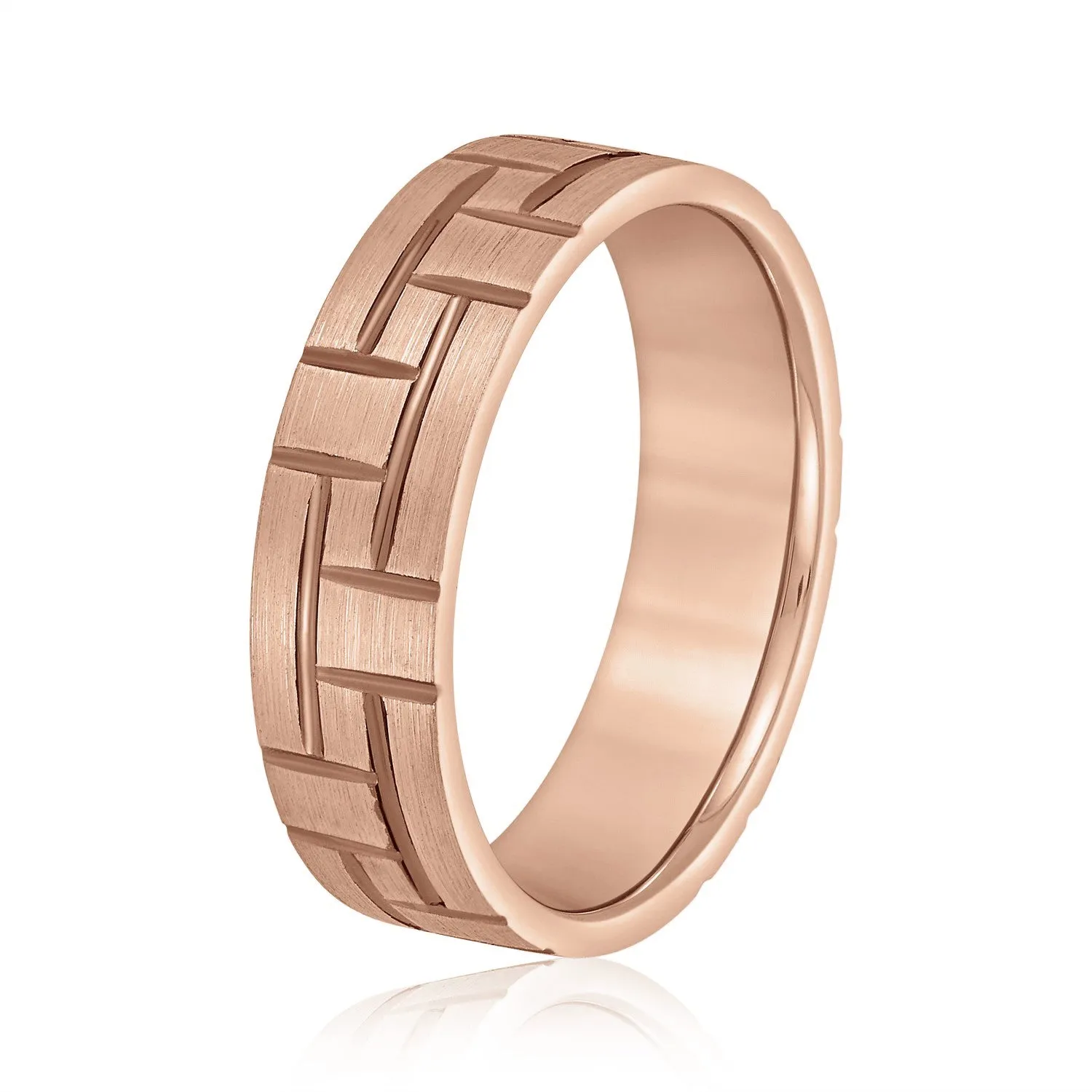 Men's Puzzle Pattern Brick Design Wedding Band