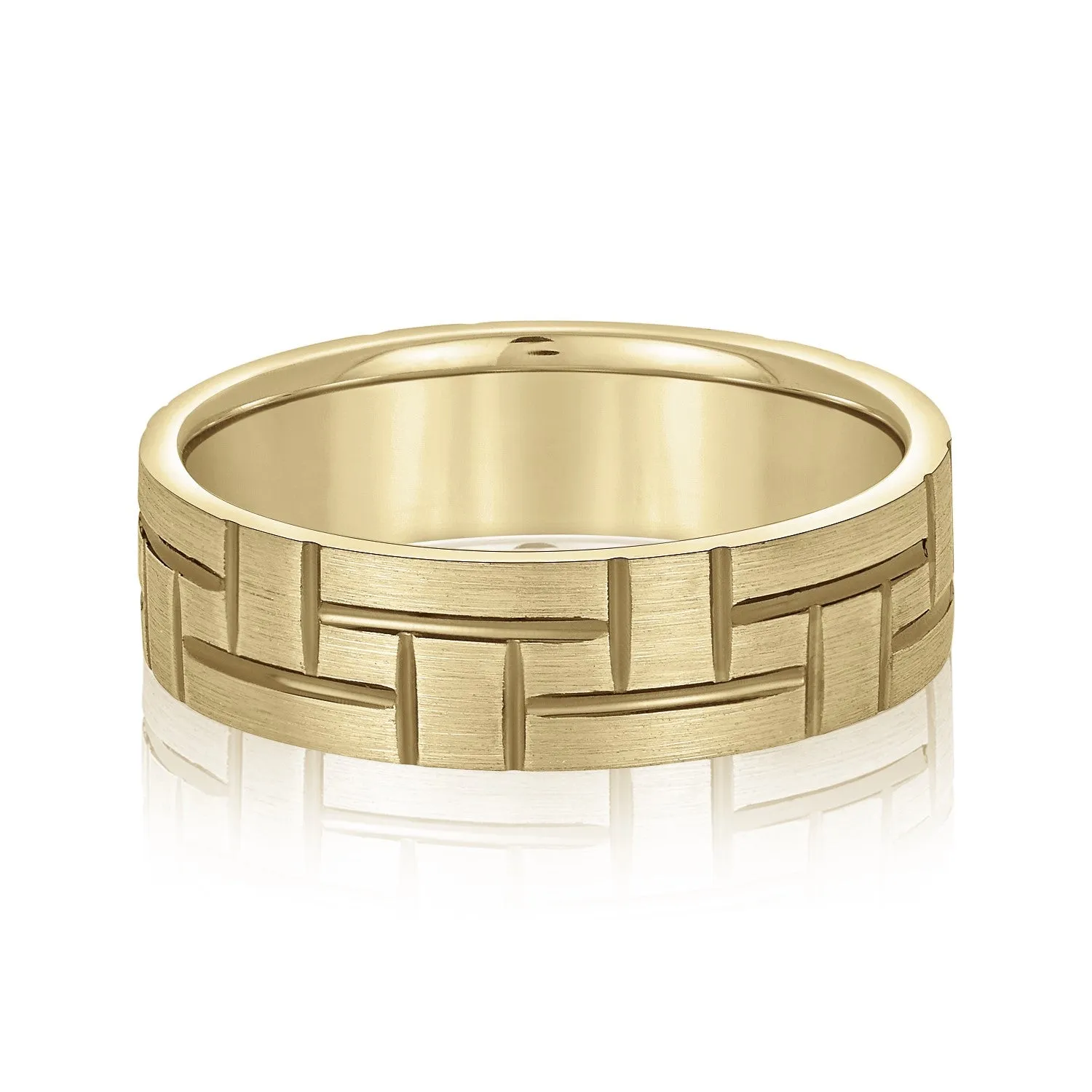 Men's Puzzle Pattern Brick Design Wedding Band