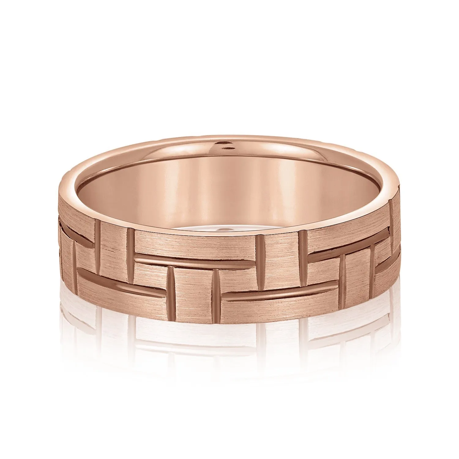 Men's Puzzle Pattern Brick Design Wedding Band
