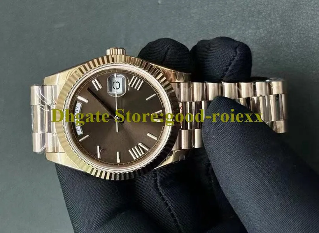 Men'S Watches Men Gmf Heavy Version Watch 40Mm Automatic 2836 Everose Date Time Day Rose Gold ETA Gm Maker President Green 228235 Wristwatches Original Acrylic Box