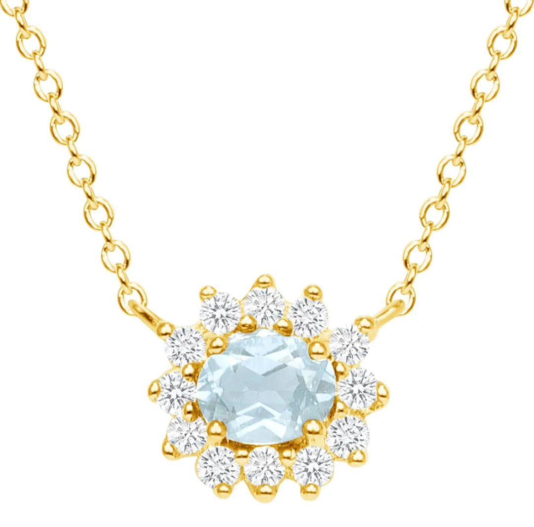 Mia Aquamarine and Diamond Necklace