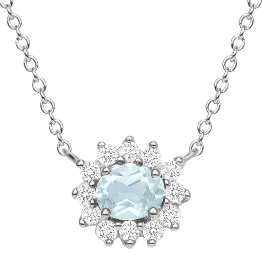 Mia Aquamarine and Diamond Necklace