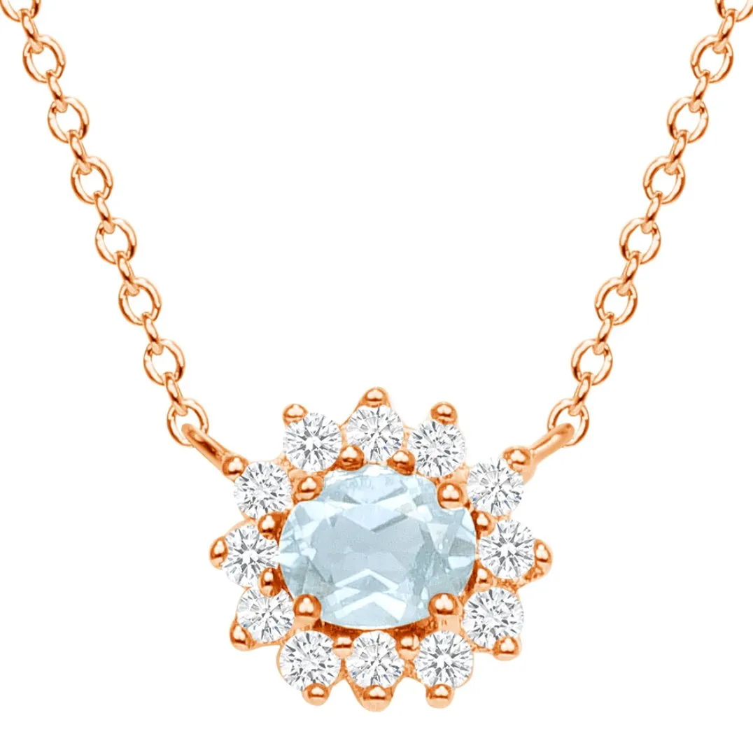 Mia Aquamarine and Diamond Necklace