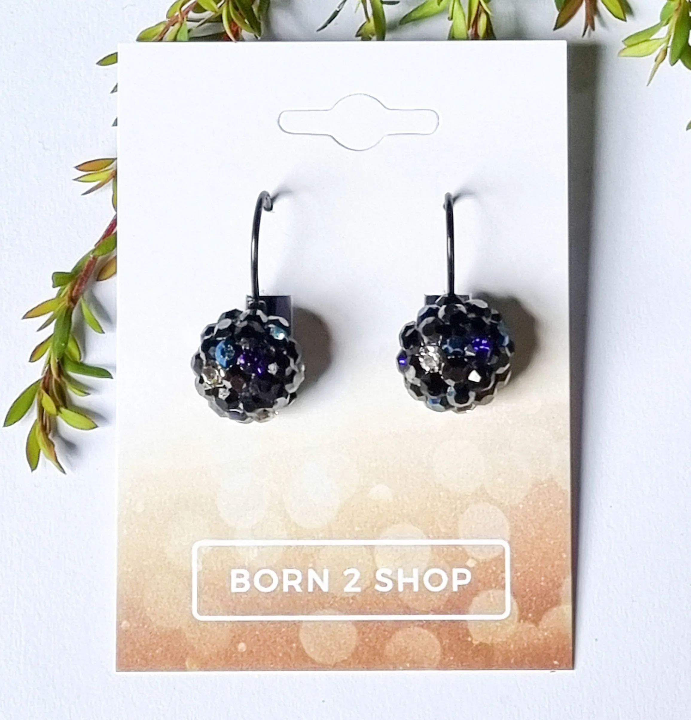 Milano Swarovski Cluster Drop Earrings- BBM-Gun
