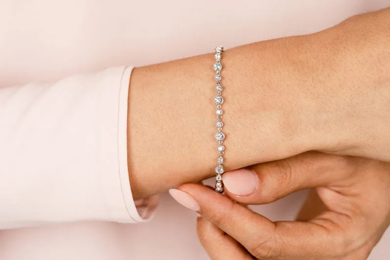 Milgrain Chain Link Diamond Bracelet with 2.05 ct.(finished) 2mm, 3mm
