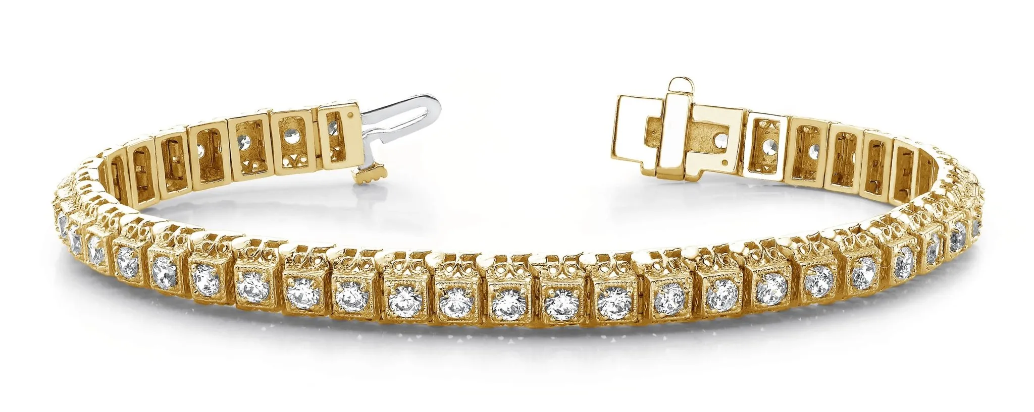 Milgrain Square Link Diamond Bracelet with 2.09 ct.(finished) 2.2mm