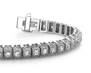 Milgrain Square Link Diamond Bracelet with 2.09 ct.(finished) 2.2mm