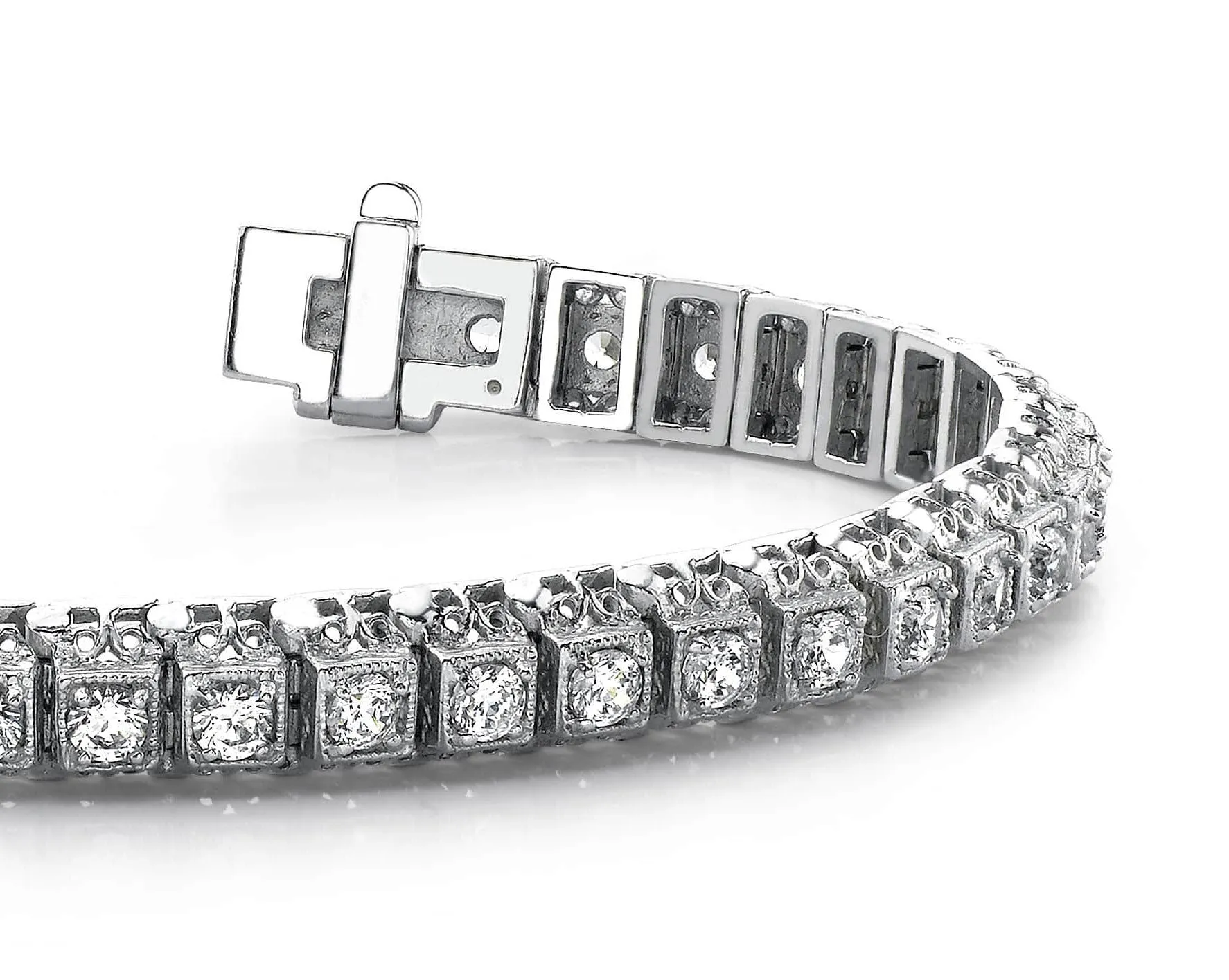 Milgrain Square Link Diamond Bracelet with 2.09 ct.(finished) 2.2mm
