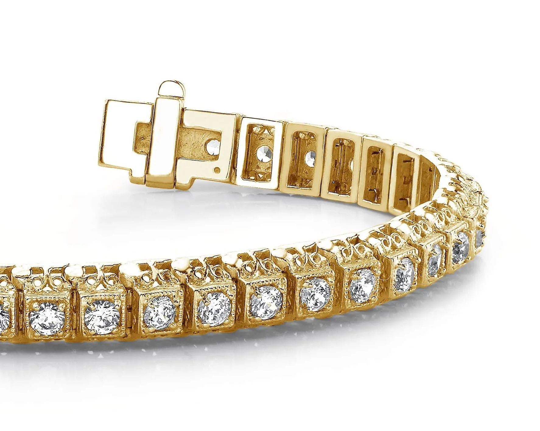 Milgrain Square Link Diamond Bracelet with 2.09 ct.(finished) 2.2mm