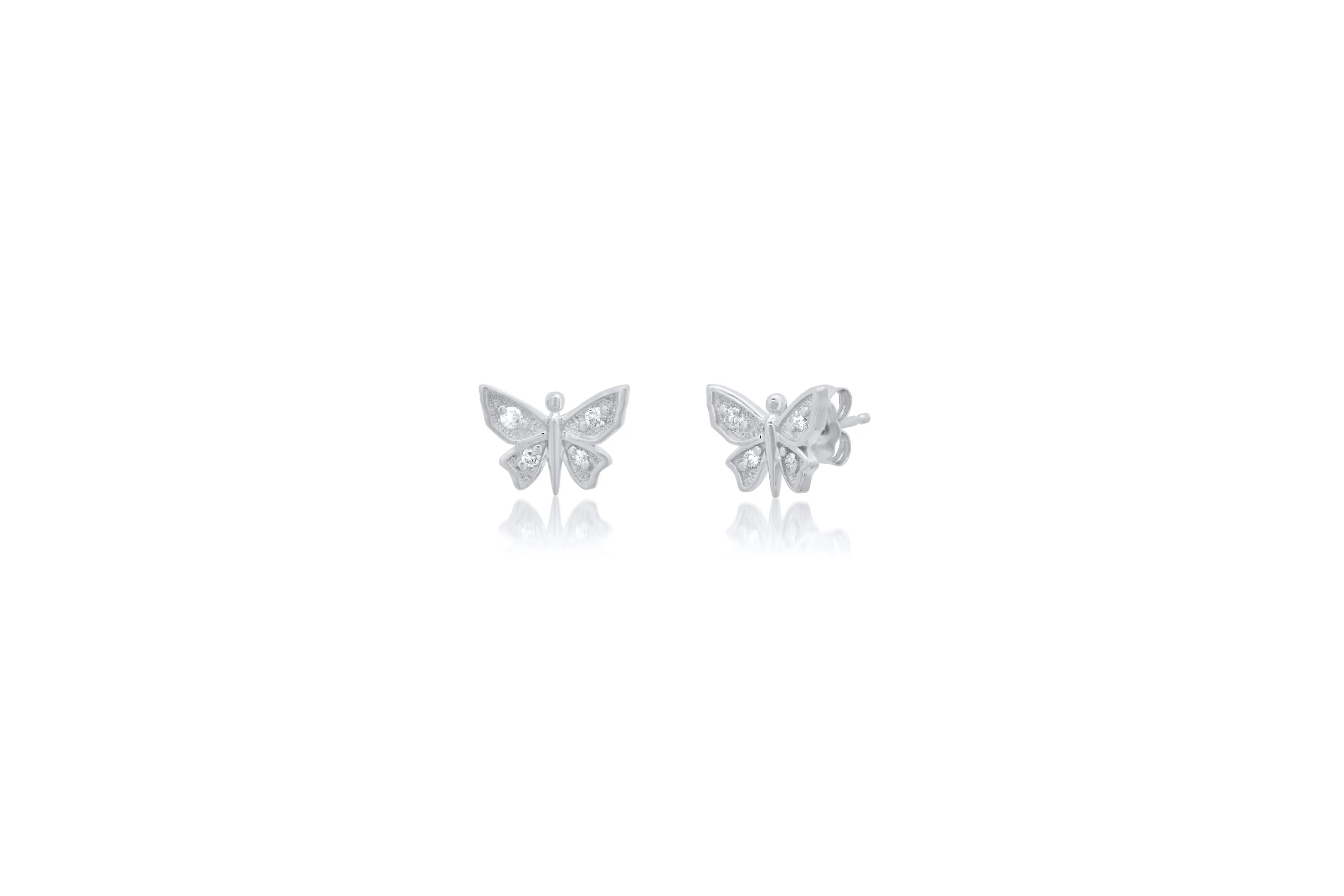 Mini Diamond Butterfly Stud Earrings