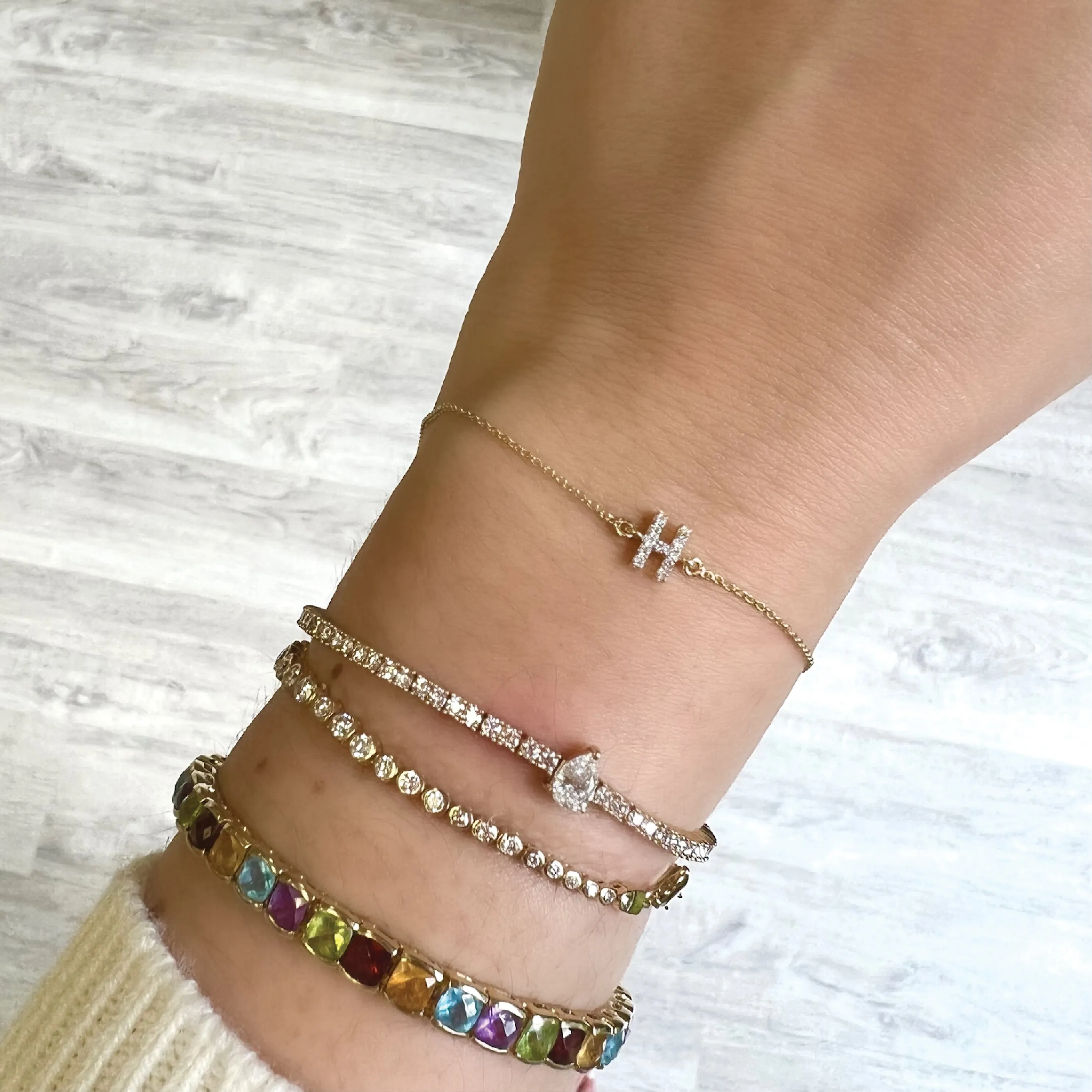 Mini Diamond Letter Bracelet