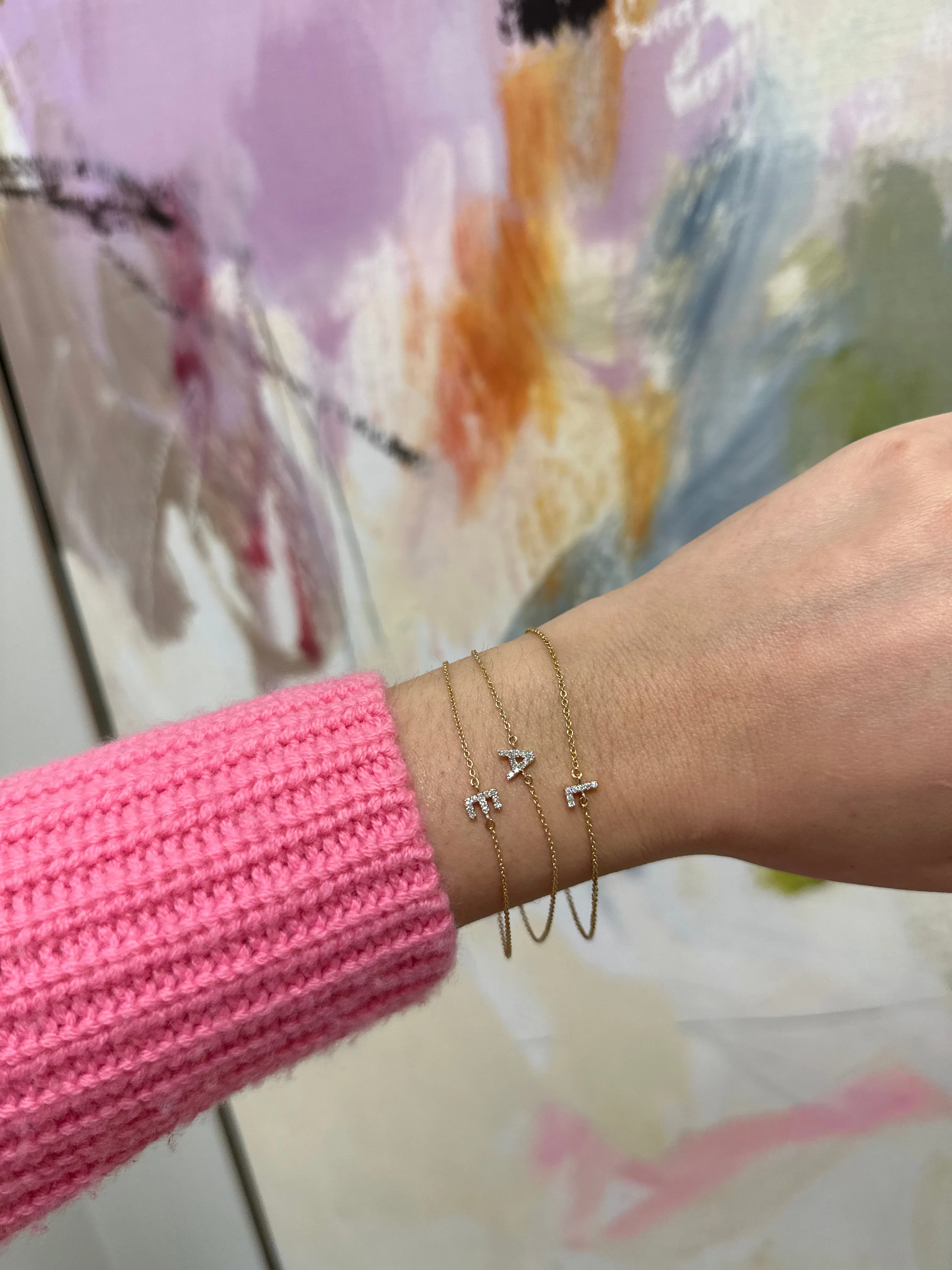 Mini Diamond Letter Bracelet