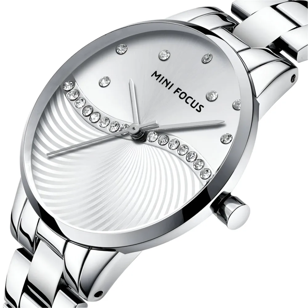 Mini Focus Silver Stainless Steel Silver Dial Quartz Watch for Ladies - MF0263L-02