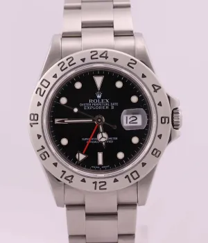 MINT 2004 Rolex Explorer II 16570 Steel Black GMT 40mm SEL No Holes Watch