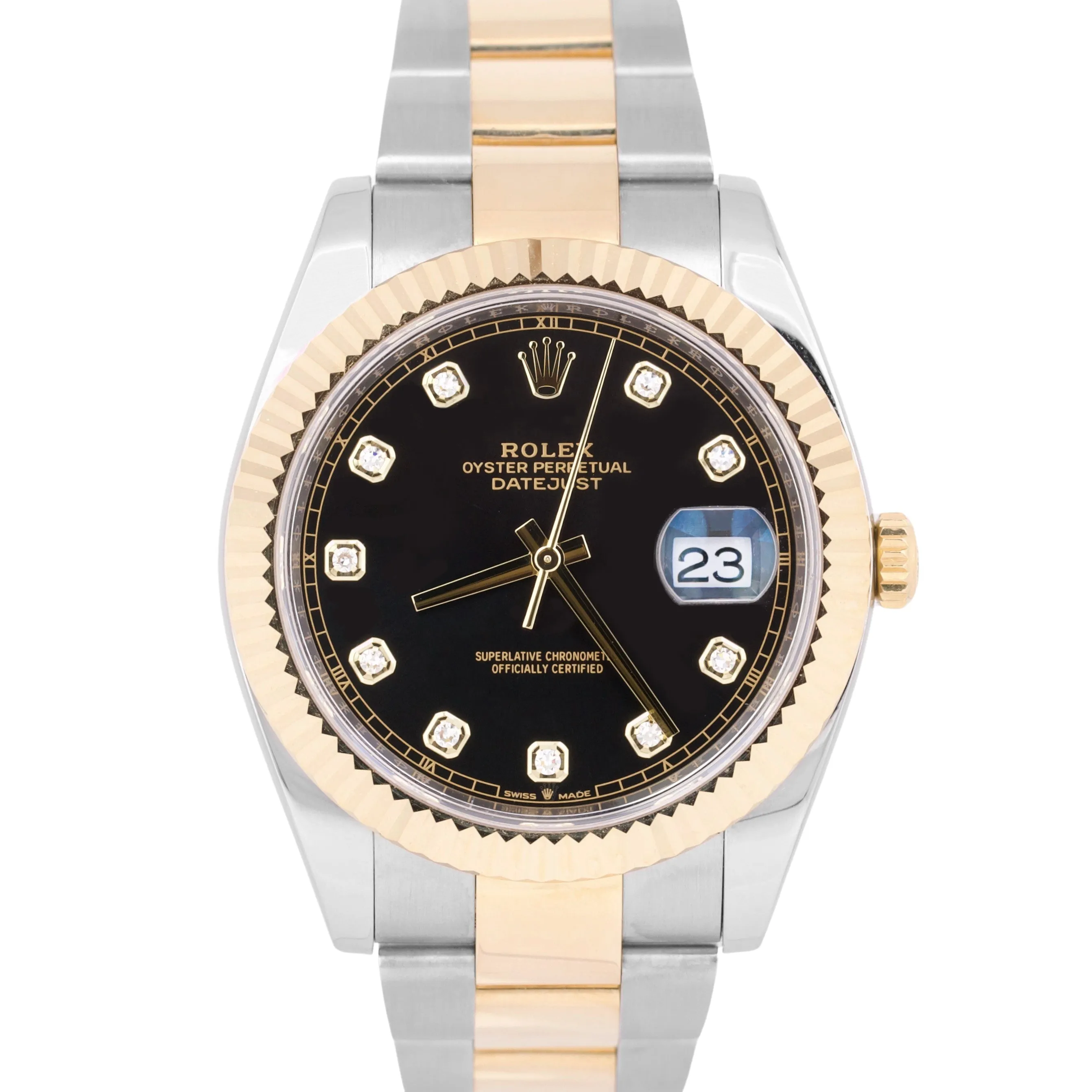 MINT 2021 PAPERS Rolex DateJust 41mm BLACK DIAMOND Two-Tone 18K Gold 126333 BOX
