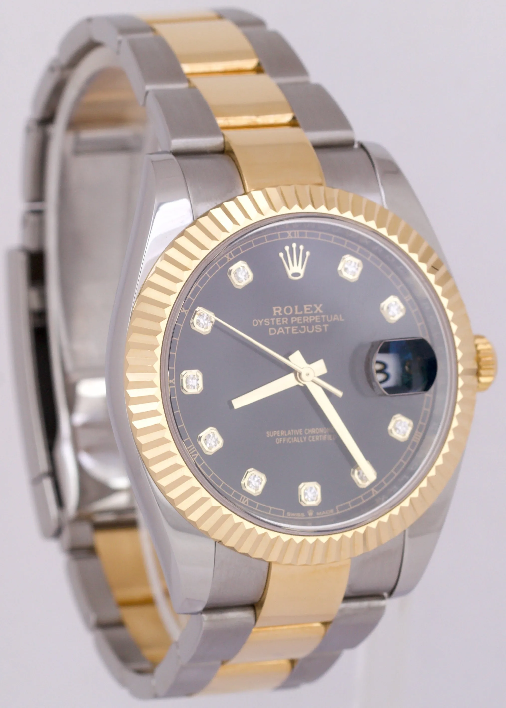 MINT 2021 PAPERS Rolex DateJust 41mm BLACK DIAMOND Two-Tone 18K Gold 126333 BOX