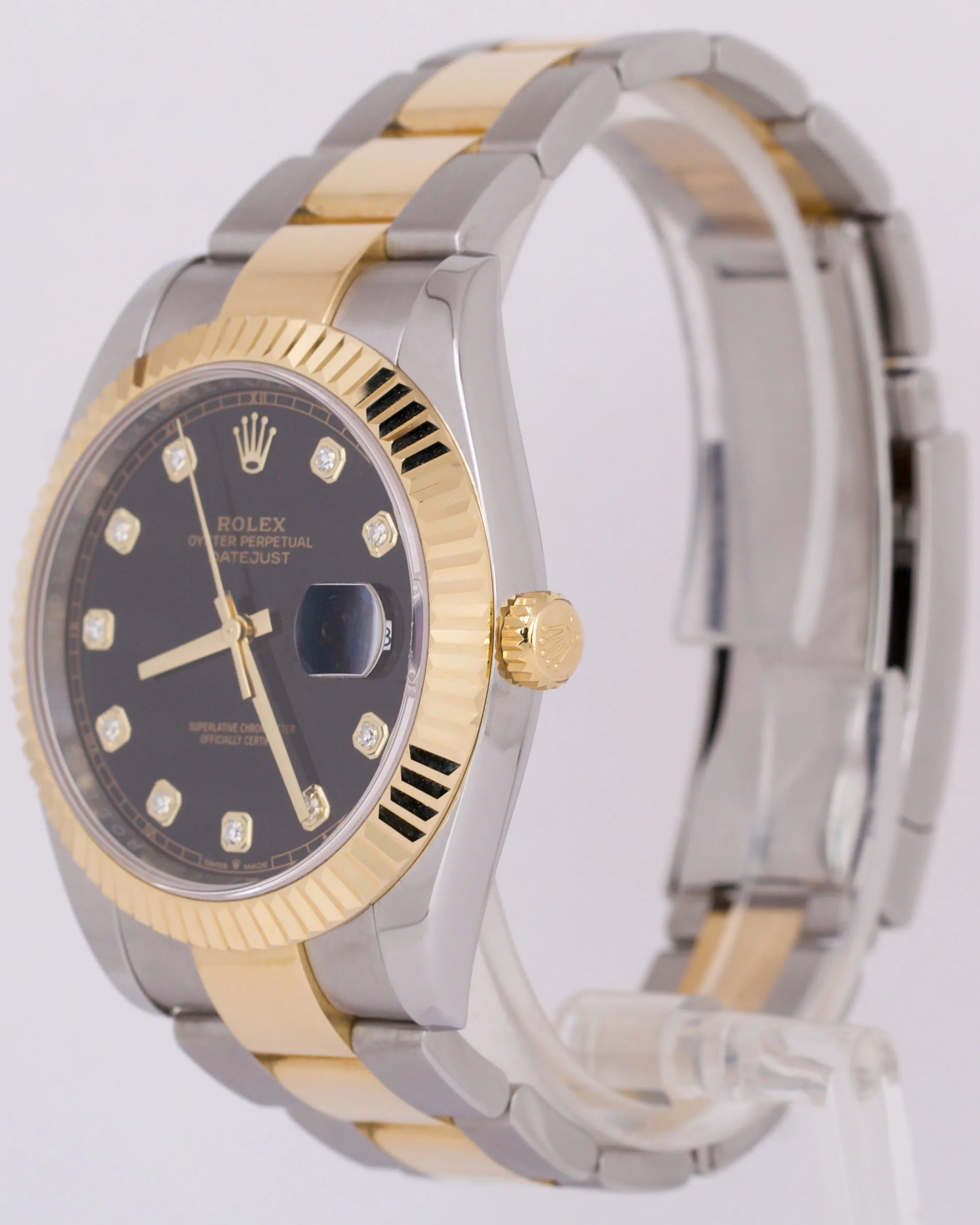 MINT 2021 PAPERS Rolex DateJust 41mm BLACK DIAMOND Two-Tone 18K Gold 126333 BOX