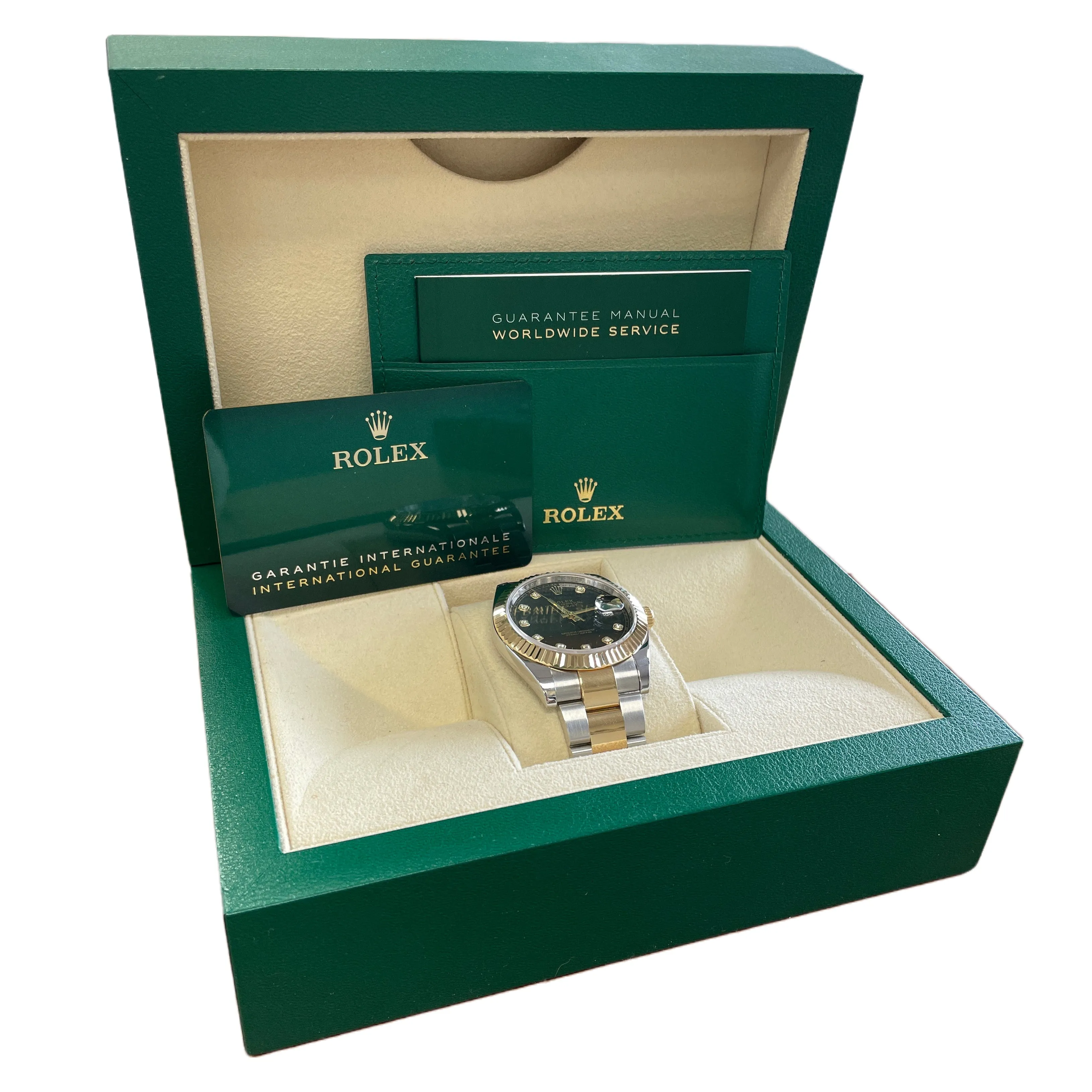 MINT 2021 PAPERS Rolex DateJust 41mm BLACK DIAMOND Two-Tone 18K Gold 126333 BOX