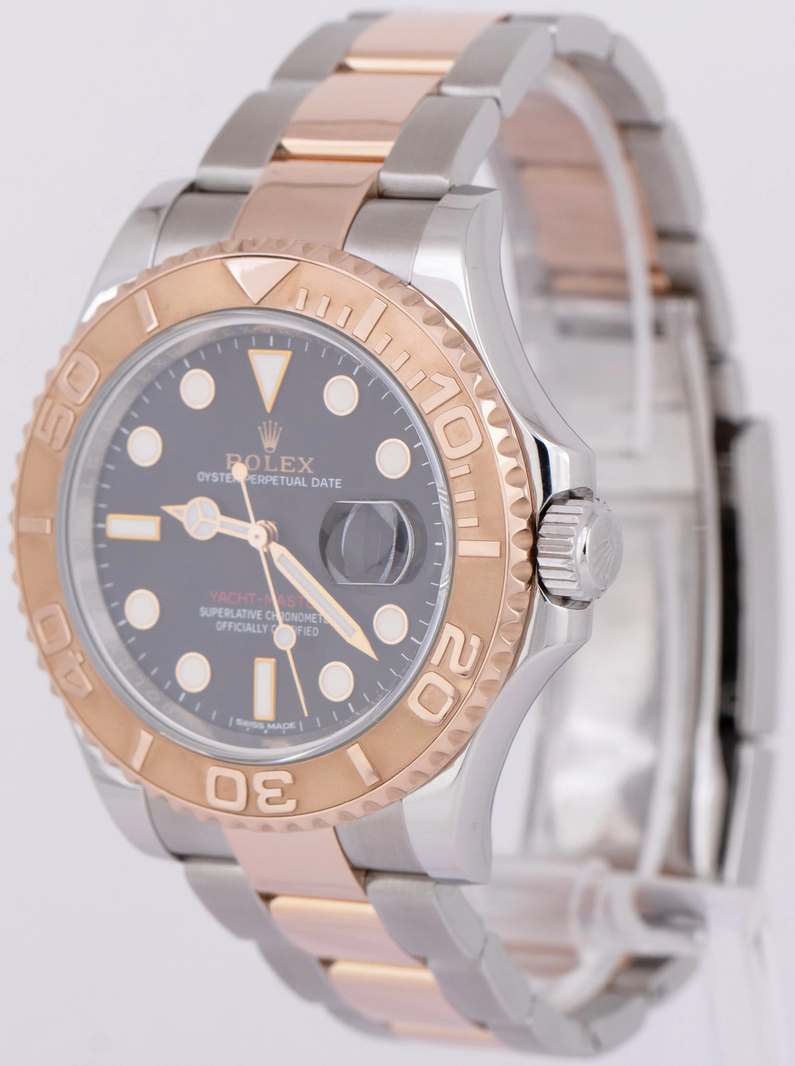 MINT Rolex Yacht-Master Black Two-Tone 18k Rose Gold Steel 40mm 116621 Watch